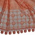 Box checkered circular design stole with sequence - Orange